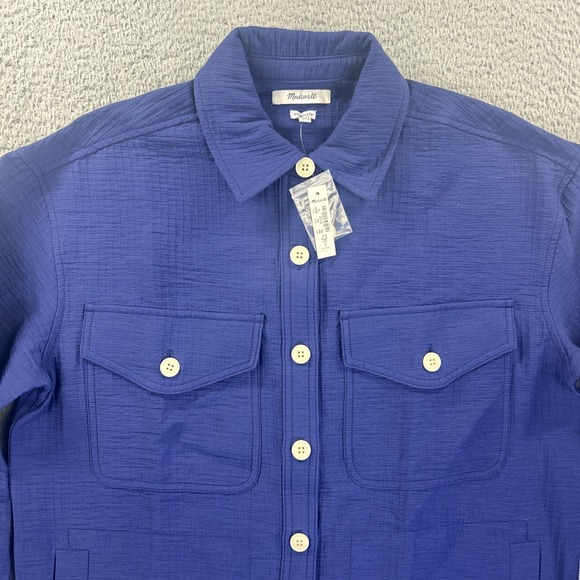Madewell Shirt Jacket Womens XS Small Blue Super Oversized Passport‎ Shacket NEW - Picture 2 of 7